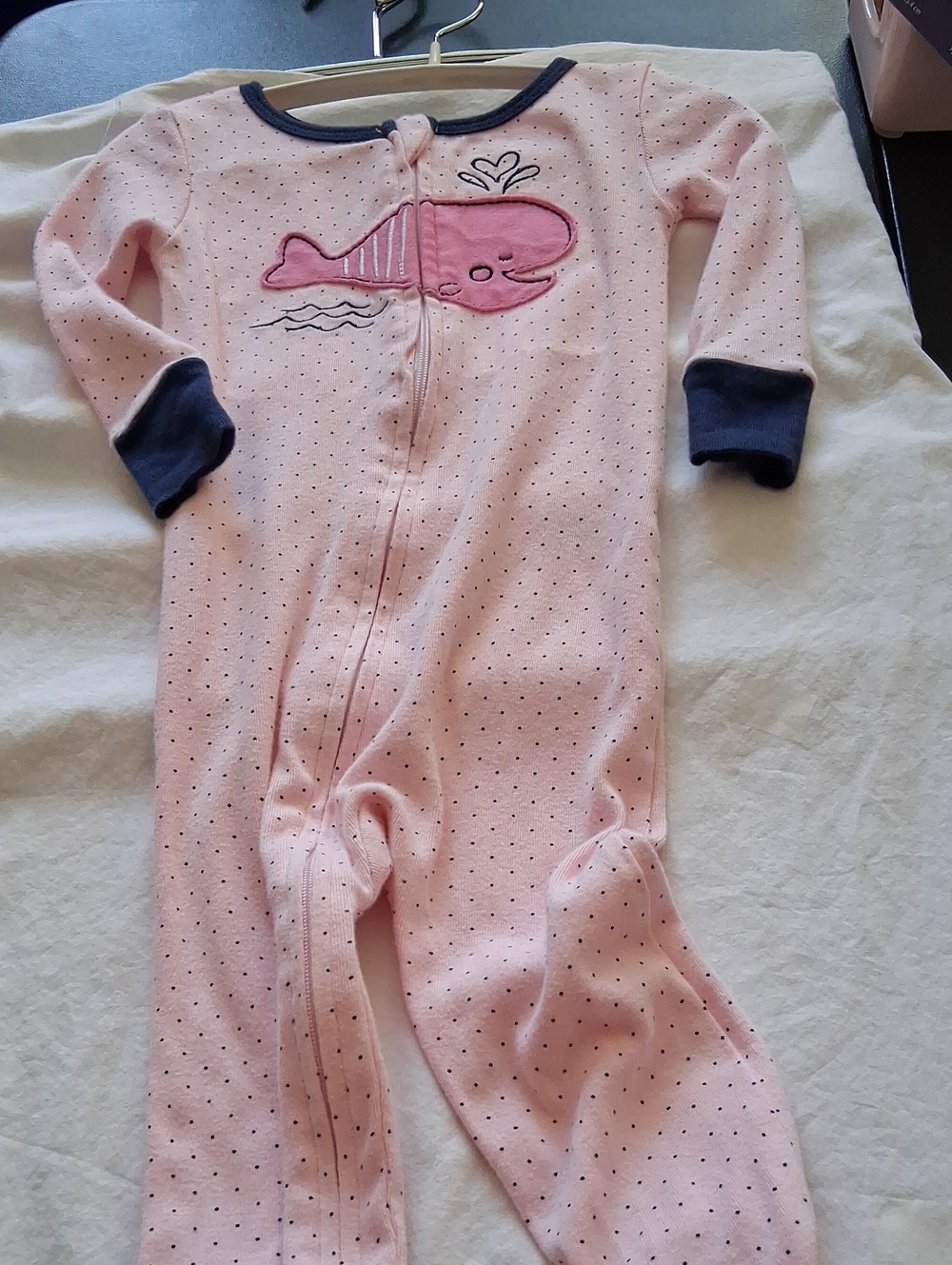 Absorba Pink Whale Print One-Piece Pajamas/BodySuits